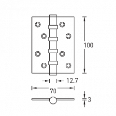 Петли универсальные SILLUR A010-C 100X70X3-4BB S.CHROME, цвет хром матовый