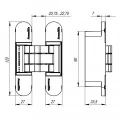 Петля скрытой установки U3D7000 BL (12060UN3D) черный TECH