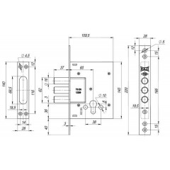 Корпус врезного цилиндрового замка 257 w/b