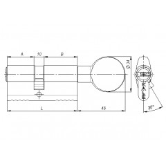 Цилиндровый механизм с вертушкой 164 SM/62 (26+10+26) mm никель 5 кл.