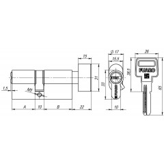 Цилиндровый механизм с вертушкой R602/60 mm (25+10+25) AB бронза 5 кл.