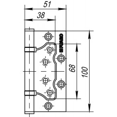 Петля универсальная без врезки 500-2BB/BL 100x2,5 AC (медь) БЛИСТЕР