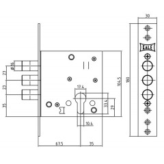 Корпус врезного цилиндрового замка 447 w/b