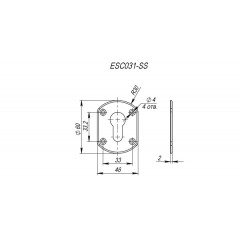 Декоративная накладка ESC031-SS (нержавейка) на цилиндр (1 пара)