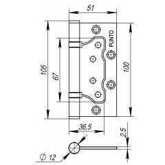 Петля универсальная без врезки 200-2B 100x2,5 CF (кофе)