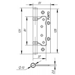 Петля универсальная без врезки 200-2B/HD 125x2,5 CP (хром)