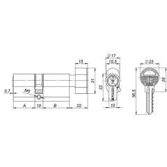 Цилиндровый механизм с вертушкой 100 ZM 70 mm (30+10+30) AB бронза 5 кл. 