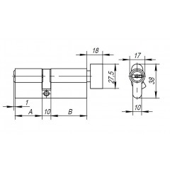 Цилиндровый механизм с вертушкой AX202/70 mm (30+10+30) CP хром 5 кл.