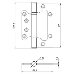 Петля универсальная без врезки 100/P-2B 100x2,3 SN (мат.никель)