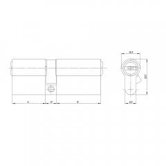 Цилиндровый механизм (AZ200/60) AZ2000Key60 (25+10+25) CP хром