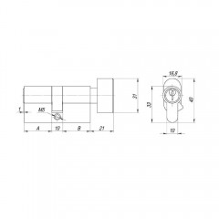 Цилиндровый механизм (AX102/70) AX1002Knob70 (30+10+30)/HD CP хром 4Key с вертушкой