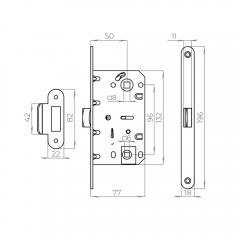 Защелка врезная PLASTLP96WC-50 SN мат.никель