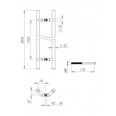 Ручка-скоба PULL.PH32/2000.45 INOX 304