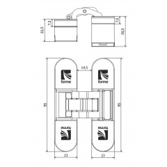 INVISIO Скрытая петля F40.02 ПОЛИРОВАННАЯ ЛАТУНЬ